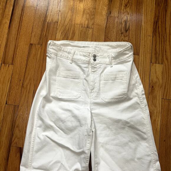 Old Navy White Extra High Rise Sky-Hi Wide Leg Denim Jeans Size 8 - Picture 2 of 5